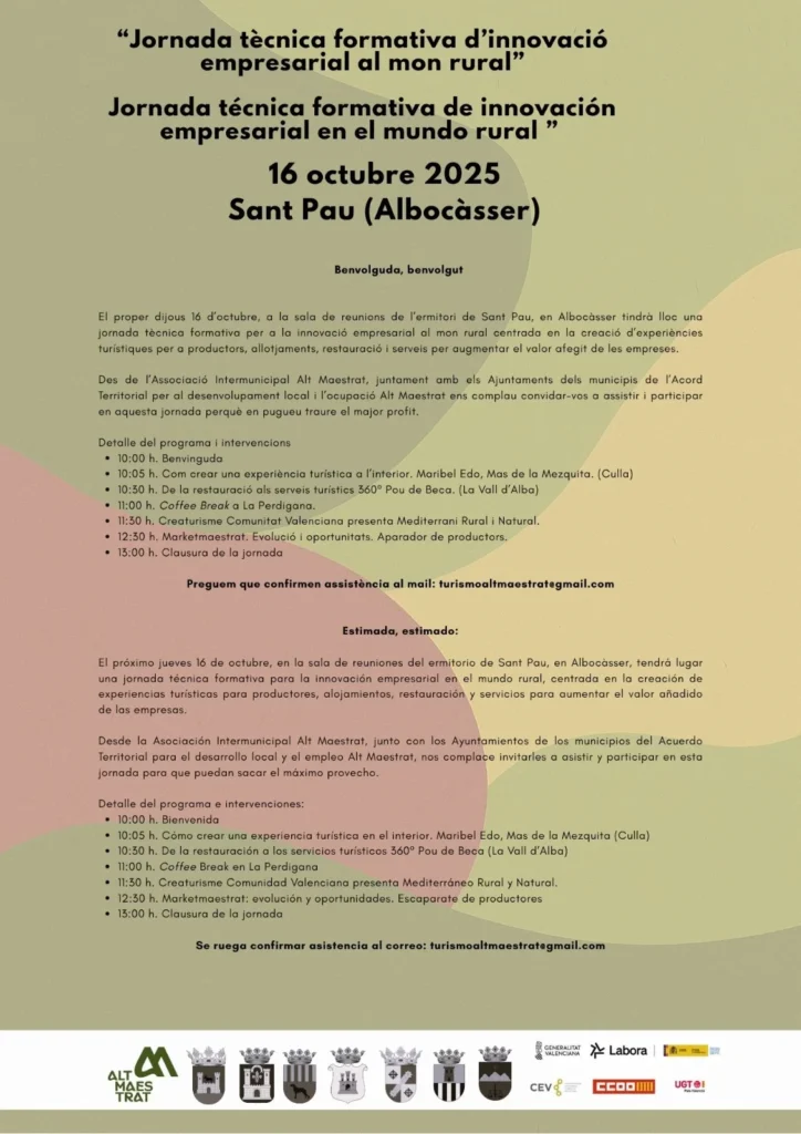 cartel jornada formativa Albocàsser 2025-10-16